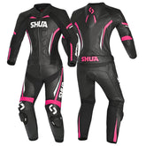 SHUA INFINITY 2 PC Moto Senhora Fatos Fúcsia Preta - Imagem dupla de ternos